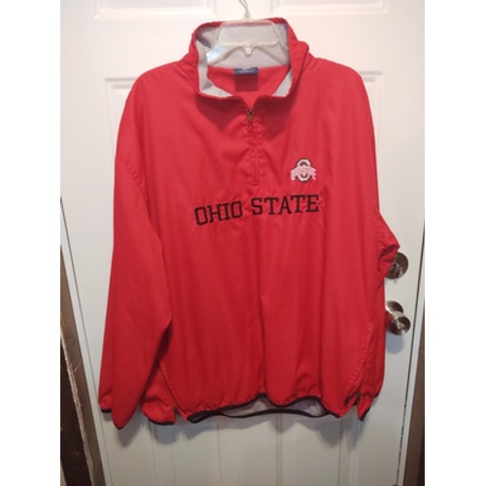 Ohio State University 1/4 Zip Pullover Jacket Mens XL Red Pro Player OSU Buckeye